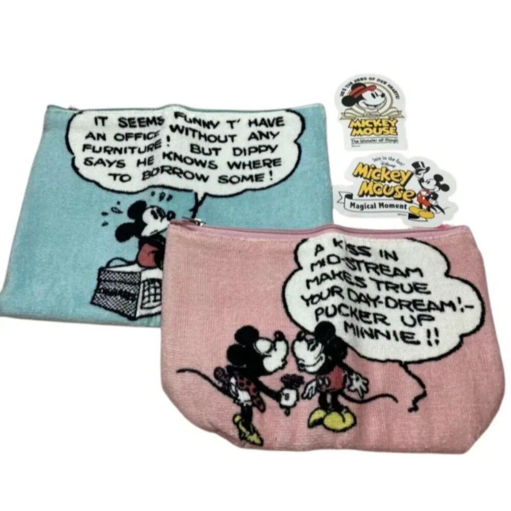 Nano Universe Disney Mickey Minnie Pouch Retro Comic Cosmetic Bag Japan Rare